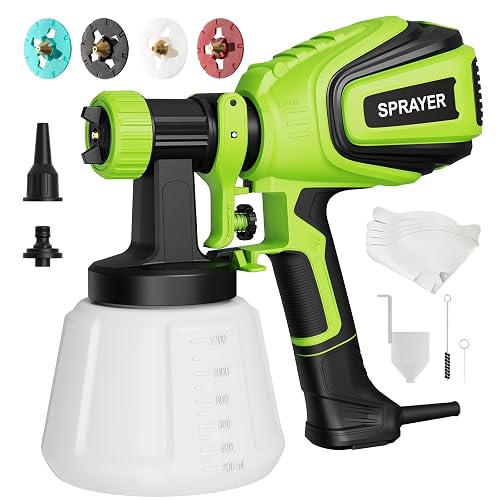 VONFORN Paint Sprayer for House Painting,700W HVLP Spray Gun Easy to Clean | with 4 Nozzles & 3 Patterns, for Furniture, Cabinets, Fence, Walls, Door, Garden Chairs etc. Grass Green