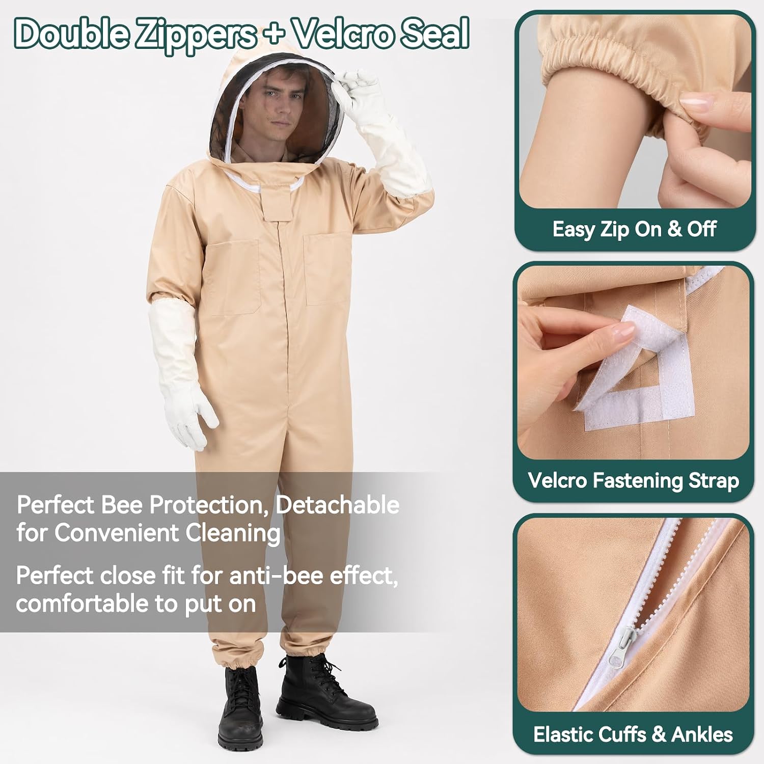Bee Suit for Men Women, Full Body Sting Proof Beekeeping Suit