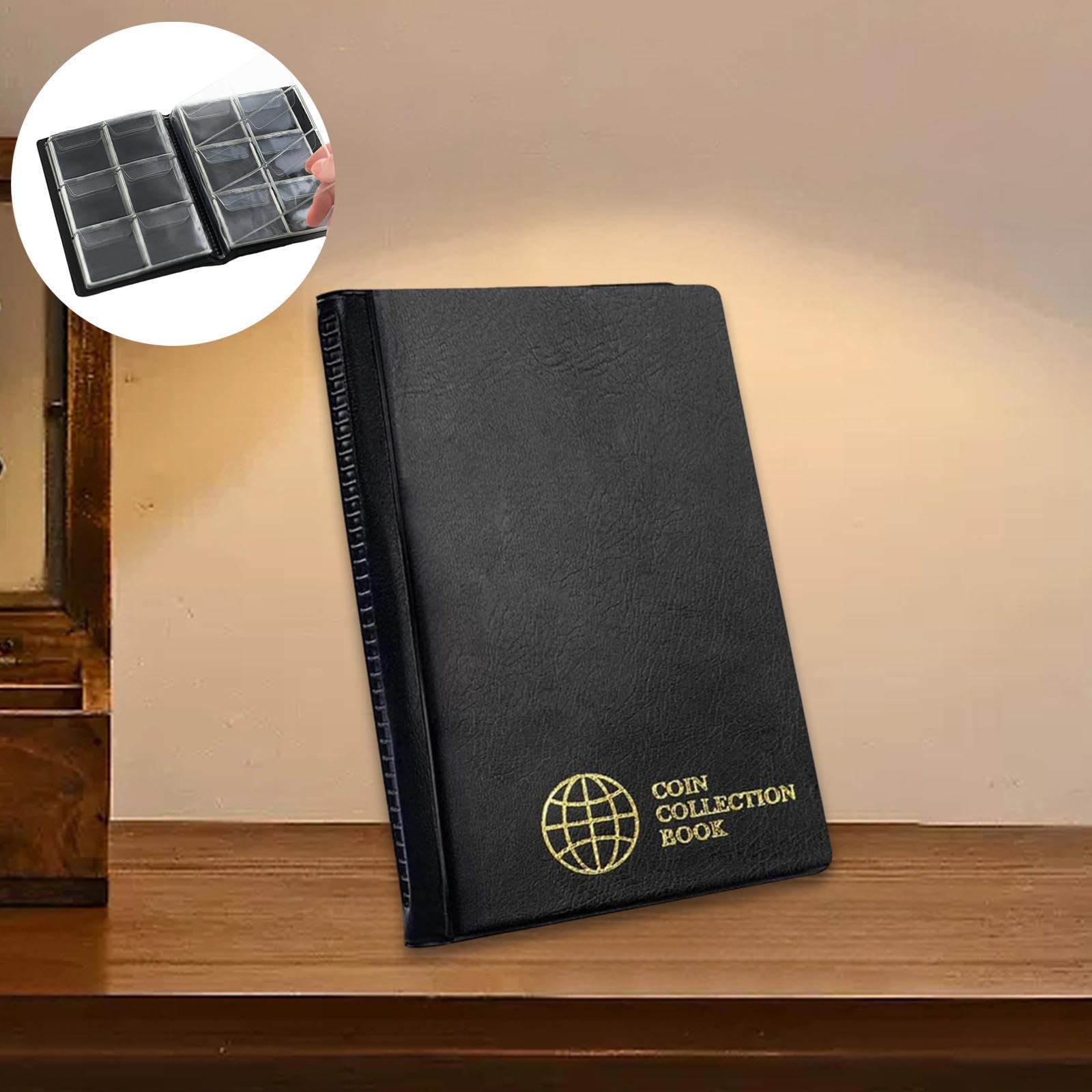Gralara 5xPáginas para Coleccionar Monedas Estuche de Bolsillo para Monedas de Un Centavo Organizador de Suministros de Divisas Carpeta para Coleccionistas Se