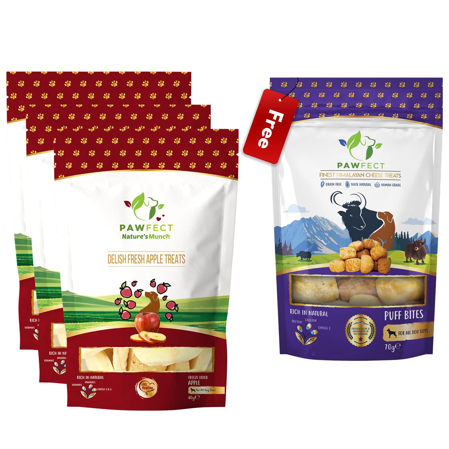Pawfect - Freeze Dried Apple Treats for Dog|| Buy 3 Get 1 Free Puff Bite (B09TTGKB69) Amazon Price History, Amazon Price Tracker