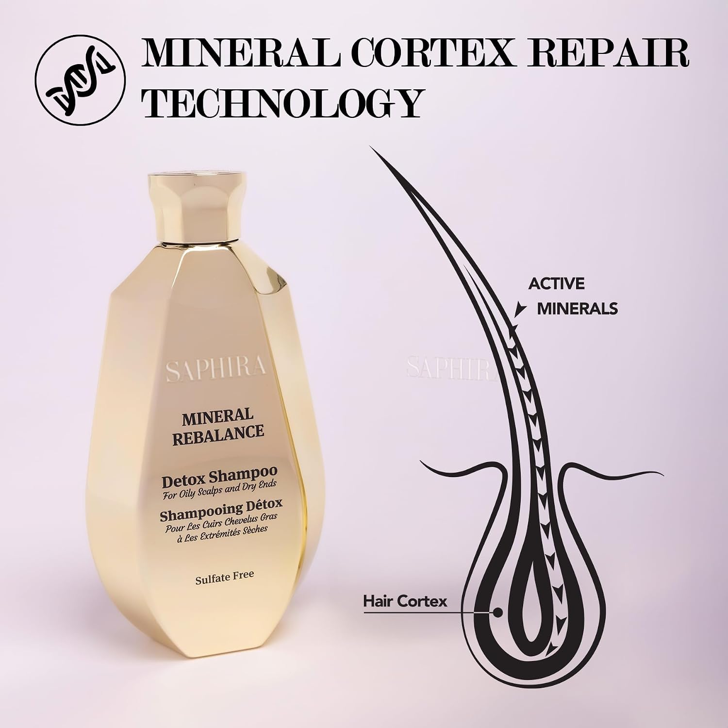Saphira Mineral Rebalance Shampoo with Dead Sea Minerals – Scalp Balancing Shampoo for Oily Scalp & Normal Hair – Lightweight Clean & Fresh – Professional Hair Care 8.5z