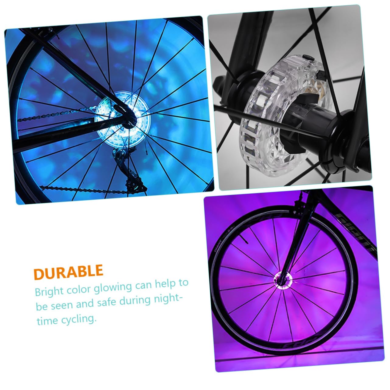 Toddmomy Lampes de Roue de Charge Bike Light lumière de Casque de vélo Cyclisme Scooter Fauteuil Chargement des Feux de vélo Lampe de vélo en Plastique Feux de Roue de vélo Blanche