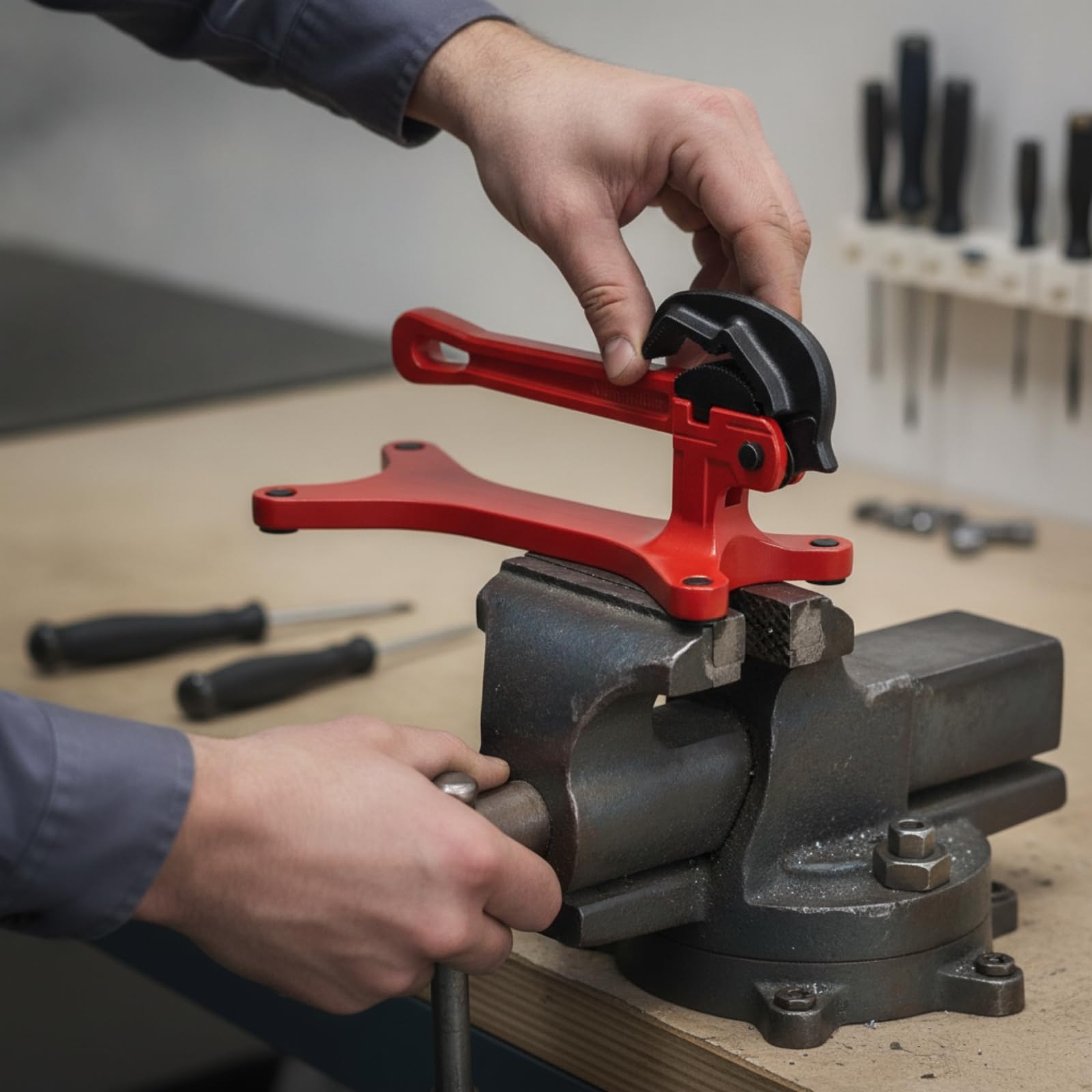 Morsa da Banco Antiscivolo Morsa con Ganasce Zigrinate Rinforzata Utensile per Artigiani, Garage