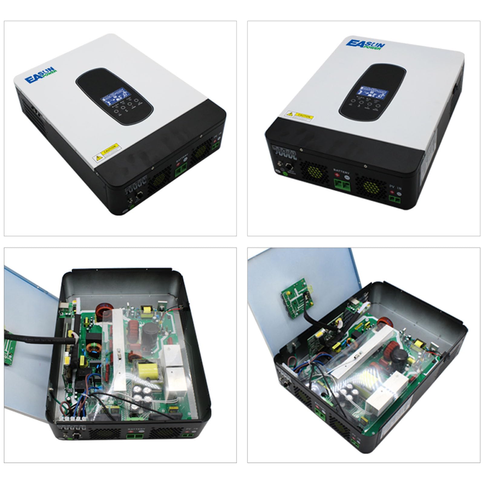 POWLAND 3.2KVA 3000W Hybrid wechselrichter 24V, netzunabhängiger Reiner Sinus-Wechselrichter, PV-Eingang 55-430VDC, mit 80A MPPT Solarladeregler, für 24V Blei- und Lithium-Batterien