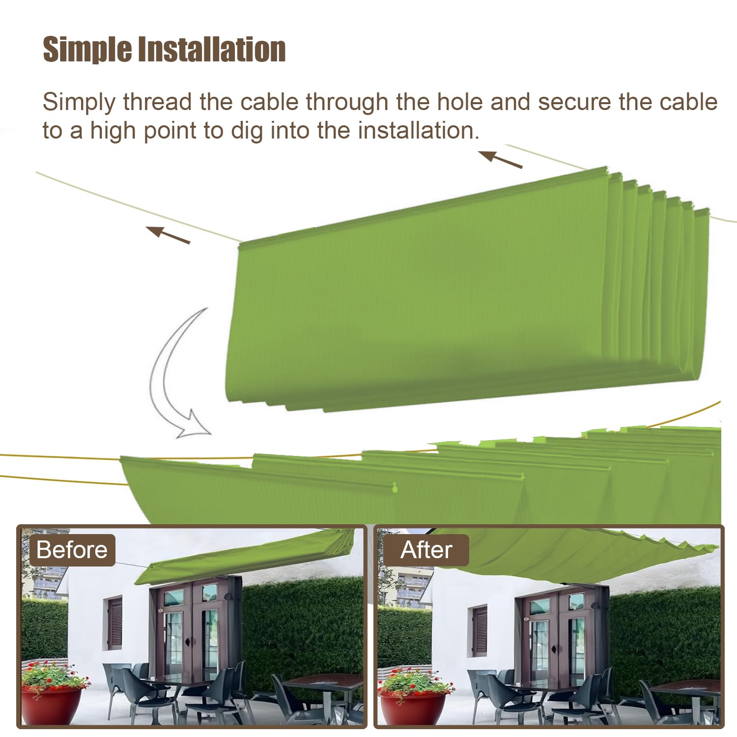 Copertura impermeabile regolabile UV Protect e Sail retrattile 1.3x per Pera Garden Outdoor Sune Sn - Bianco