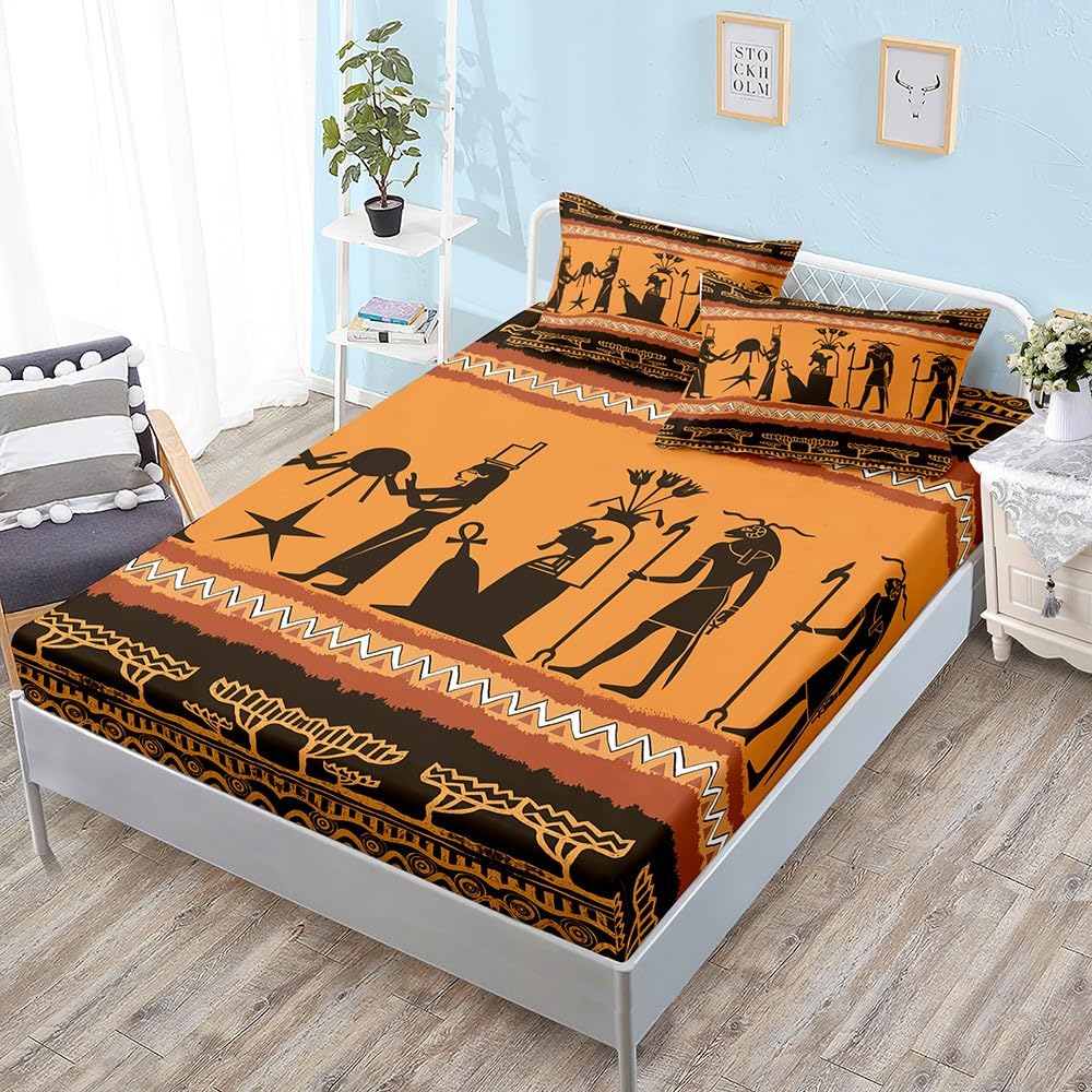 Lenzuolo Con Angoli Bohemien 3D – Singolo 120x200x30 Cm – Con 2 Federe 50x80 Cm – Microfibra Morbida – Stampe Etnico Floreali – Fondo Elastico 360°