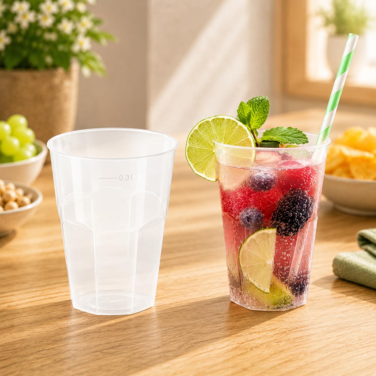 450 Cocktailbecher 300ml Made in Germany | wiederverwendbare Getränkebecher mit Eichstrich | bruchsicher | spülmaschinenfest | transparente Trinkbecher 0,3l | Partybecher