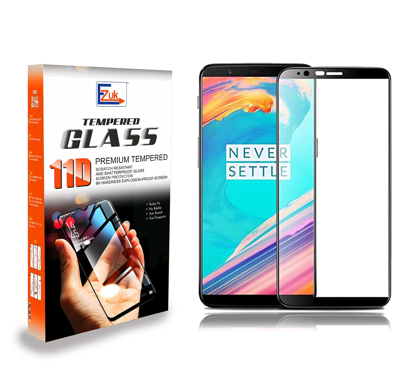 11D Premium Tempered Glass Screen Protector for Oneplus 5T [Easy Installation, 9H Scratch Resistance, Anti Bubble] - Black