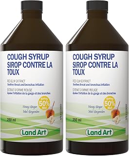 Natural Cough Syrup – For Kids and Adults – Cough Relief – Immune System – Throat and Bronchial Irritation Relief – From Red Elm Extract – Honey Ginger – 250 ml (Pack of 2)