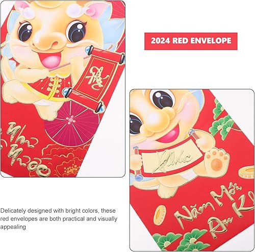 Miniatura 3 de 30 sobres rojos chinos, sobres de dinero de la suerte 2024, paquete de sobres de año nuevo chino del año del dragón Hong Bao sobres decorativos