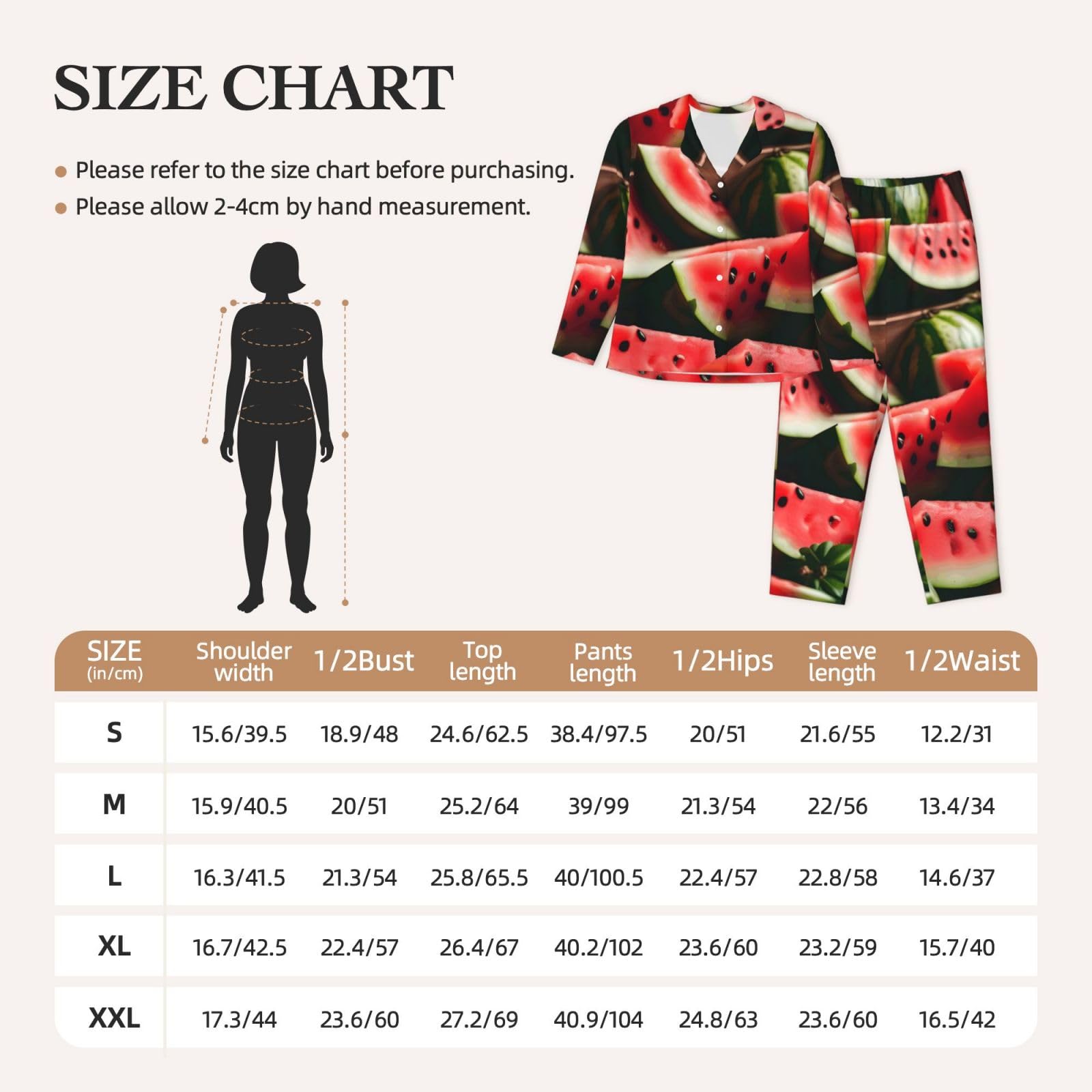 Anguria Frutta Fresco Stampa Delle Donne Manica Lunga Pigiama Set Lounge Sleepwear Accogliente Nightwear Loungewear Tutti i Giorni