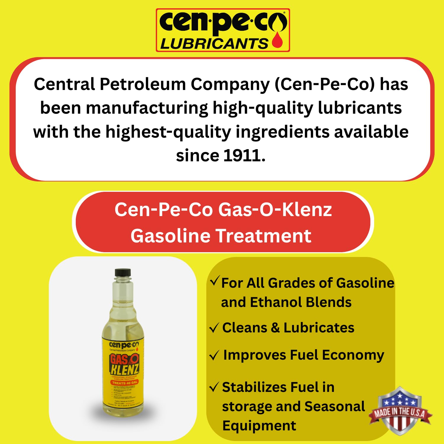 Amazon.com: Cen-Pe-Co Gas O Klenz Gasoline Treatment | Fuel System