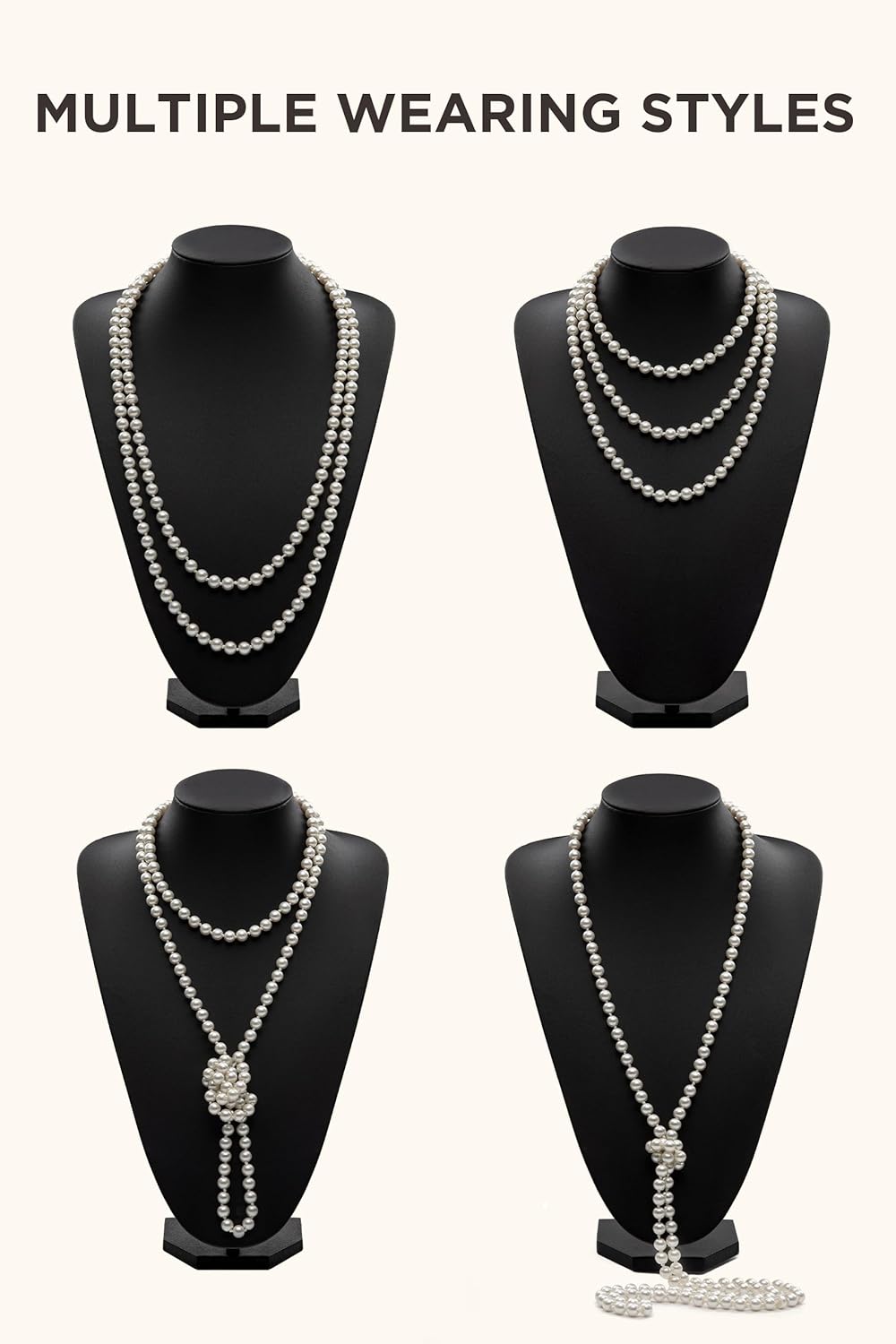 BABEYOND 1920s Flapper Accessories Gatsby Costume Accessories Set 20s Flapper Headband Pearl Necklace Gloves - Image 7