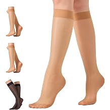 3 Pairs Knee High Pop Socks Women 40 Denier Glossy Knee Highs