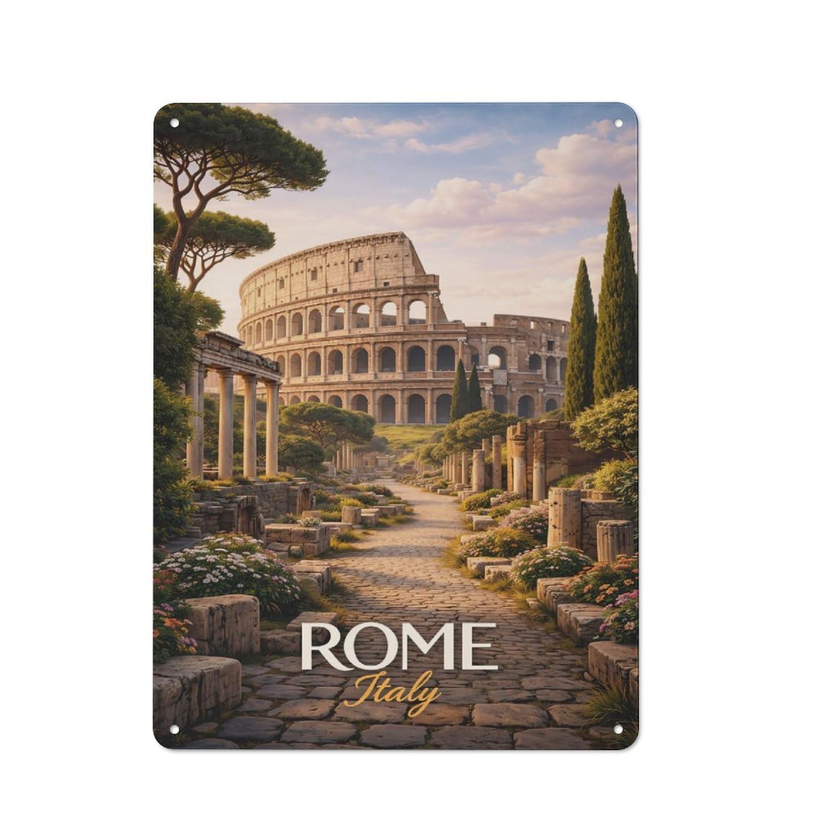 Junmoney Style-4 Colosseum In Rome, Italy Retro Tin Sign 40X30cm For Café Or Restaurant, Housewarming Wall Decor For People Furnishing Café And Restaurant