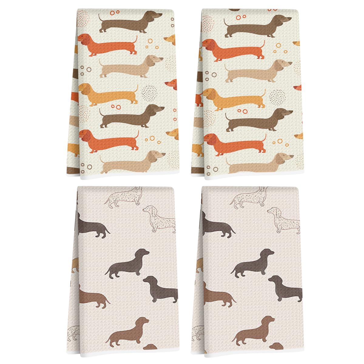 4 Pcs Cute Dachshund Kitchen Towels, Dachshund Gifts Reusable Dish Towels 2