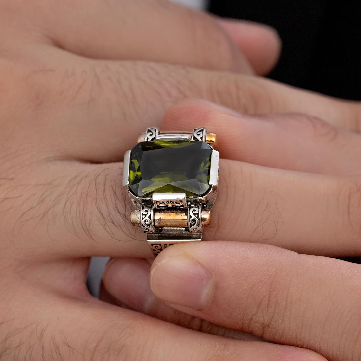 Handmade Vintage Statement 925 Sterling Silver Ring for Men