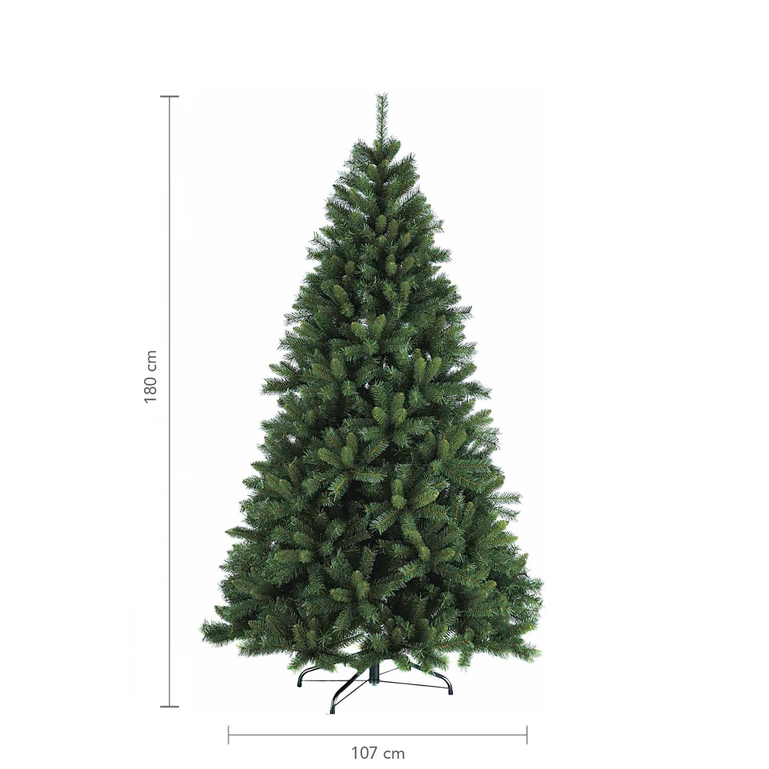 Chantal Albero di Natale Realistico, Artificiale in PVC, Base in Metallo, Apertura ad Ombrello (Altezza 180 cm, 760 rami, diametro max 107 cm)