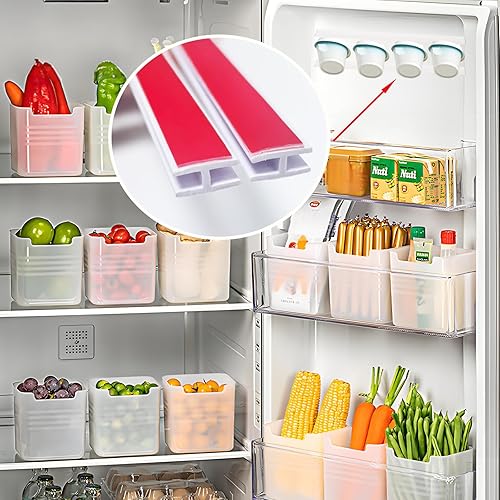 Miniatura 5 de Organizador de yogur para refrigerador con cintas autoadhesivas, ahorro de espacio, organizador de yogur deslizante para tazas de yogur regulares de