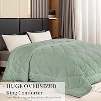 Vista 2 de GOHOME - Edredón de tamaño King extragrande de 128 x 120 pulgadas, extra grande, para todas las estaciones, de microfibra, edredón acolchado