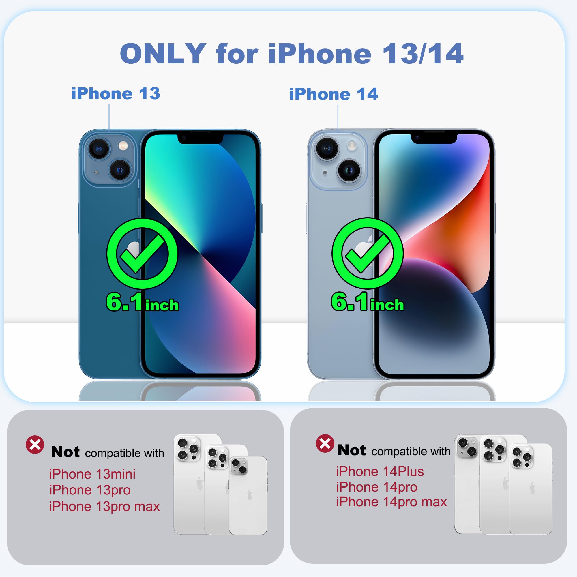 Custodia compatibile con iPhone 14/13 con supporto magnetico ad anello [compatibile con Mag-Safe] [protezione dello schermo integrata] Custodia per telefono opaca antiurto di grado militare,