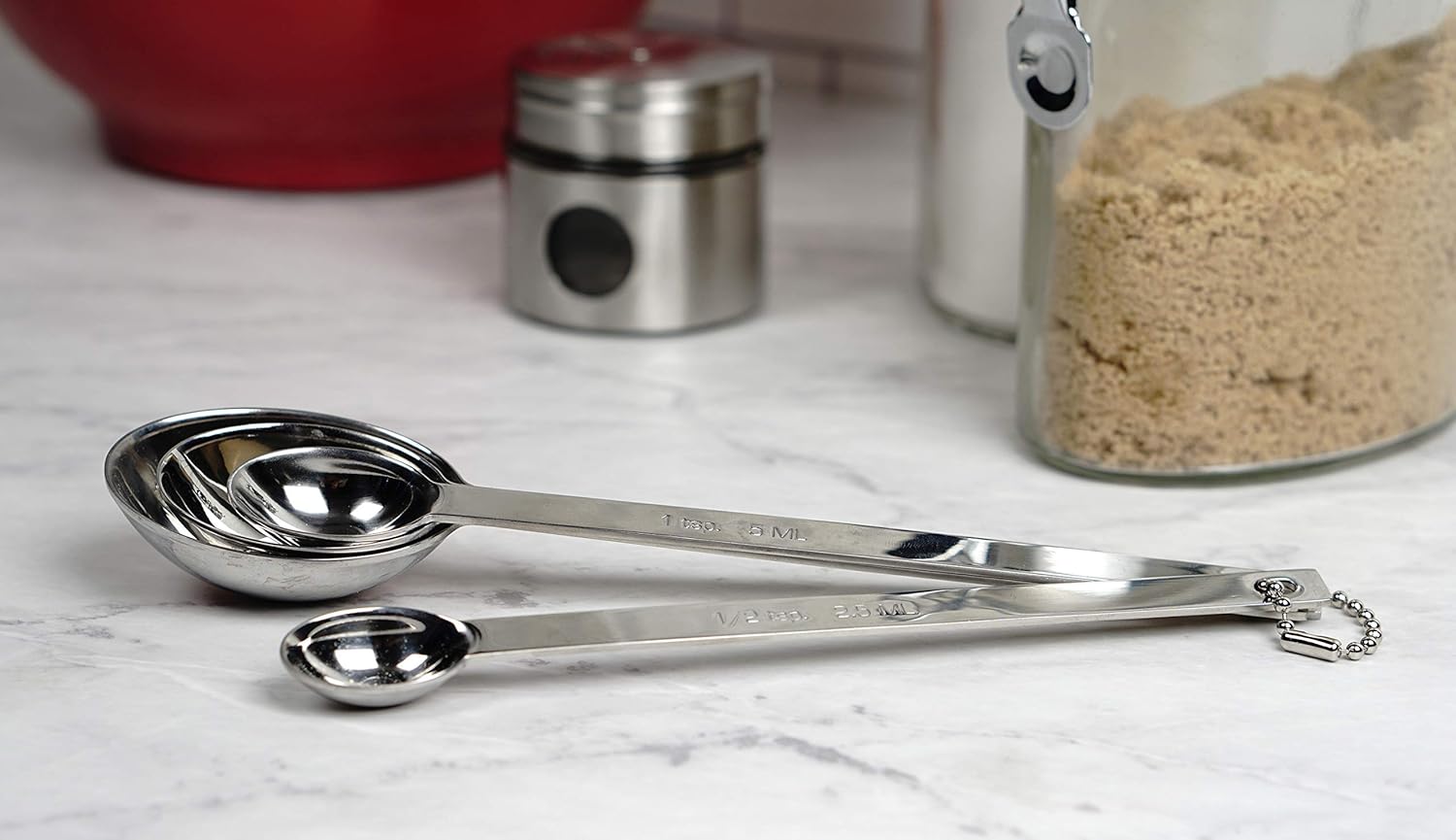 RSVP International Endurance Measuring Spoons, Round, Stainless Steel Large : Tools & Home Improvement