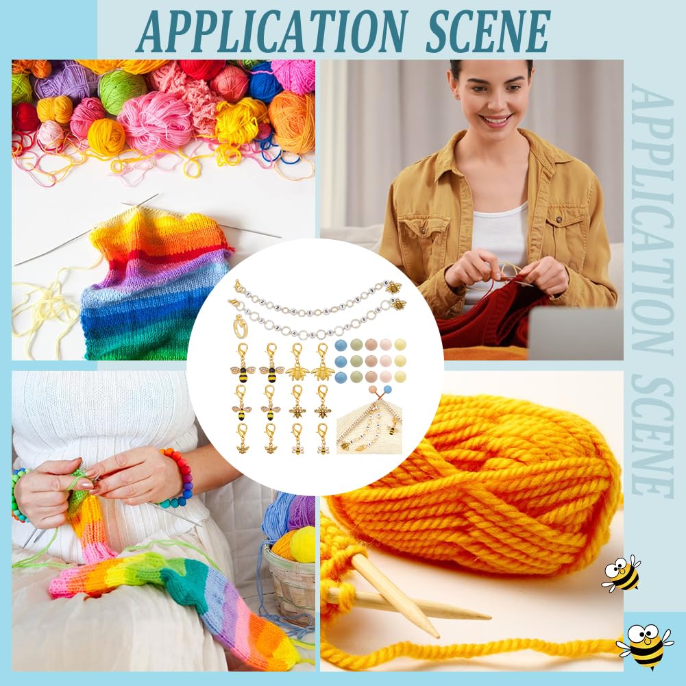NBEADS 35-teiliges Strickzubehör-Set – Mit Glasperlen, Maschenmarkierern & Nadelstoppern – Für DIY-Stricken