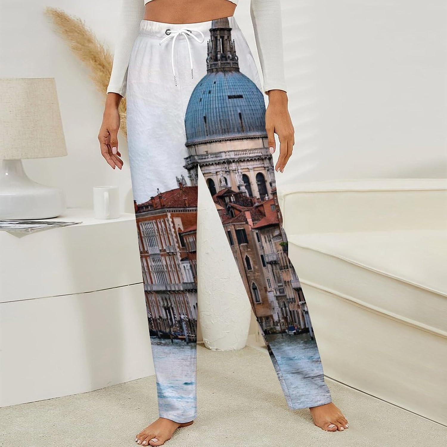 Italy Veneto Venice Basilica Flannel Pajama Pants Women Soft Fleece Sleep Pj Lounge Bottoms