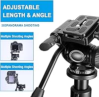 Vista 2 de Trípode portátil de viaje de 64.5 pulgadas, compatible con cámaras SLR, teléfonos celulares, binoculares, visores de observación, monoculares