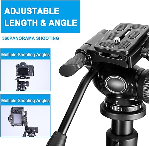 Miniatura 2 de Trípode portátil de viaje de 64.5 pulgadas, compatible con cámaras SLR, teléfonos celulares, binoculares, visores de observación, monoculares