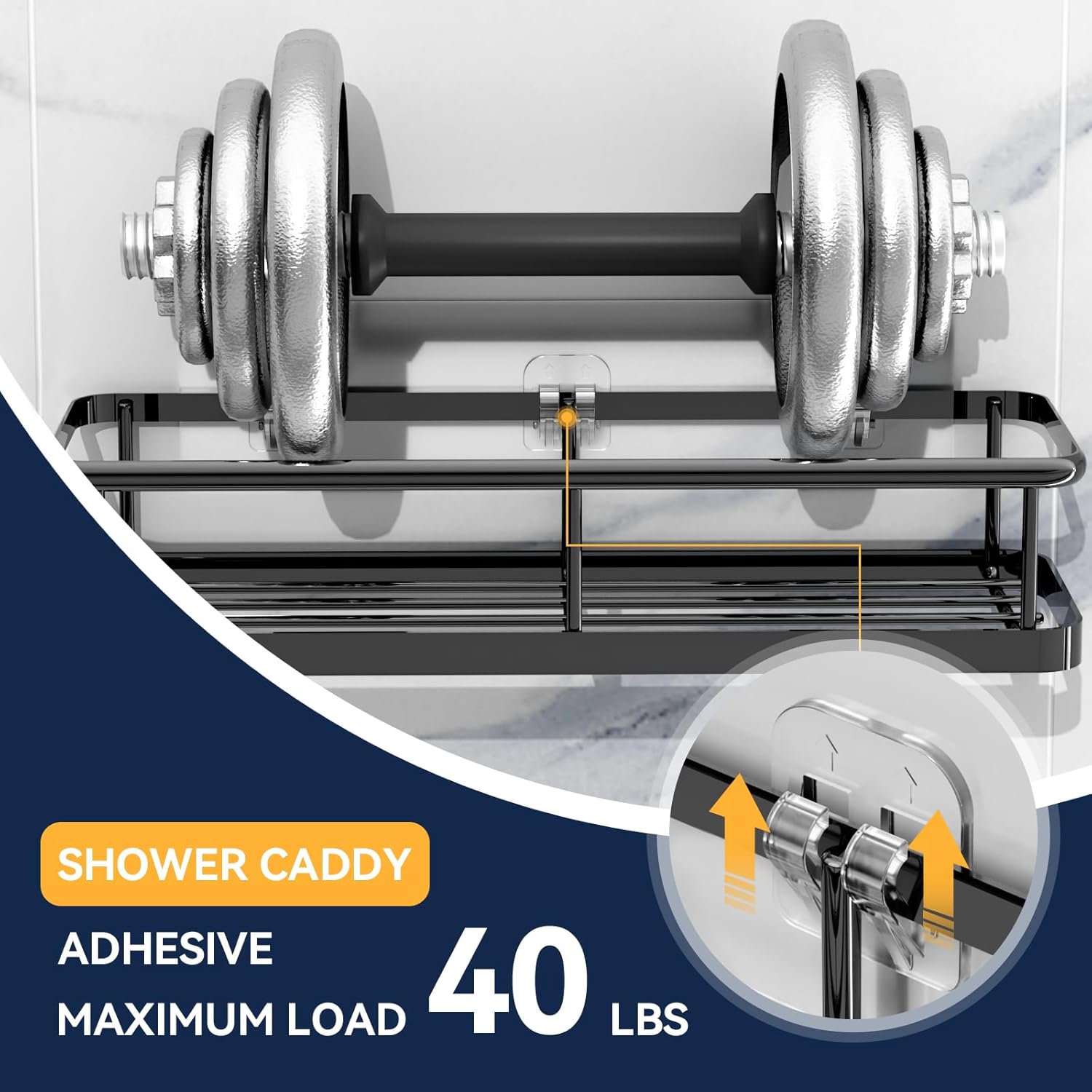 YASONIC Under Sink/Cabinet Organizers and Storage for Bathroom & Kitchen and 9-Pack Shower Caddy Adhesive Replacement