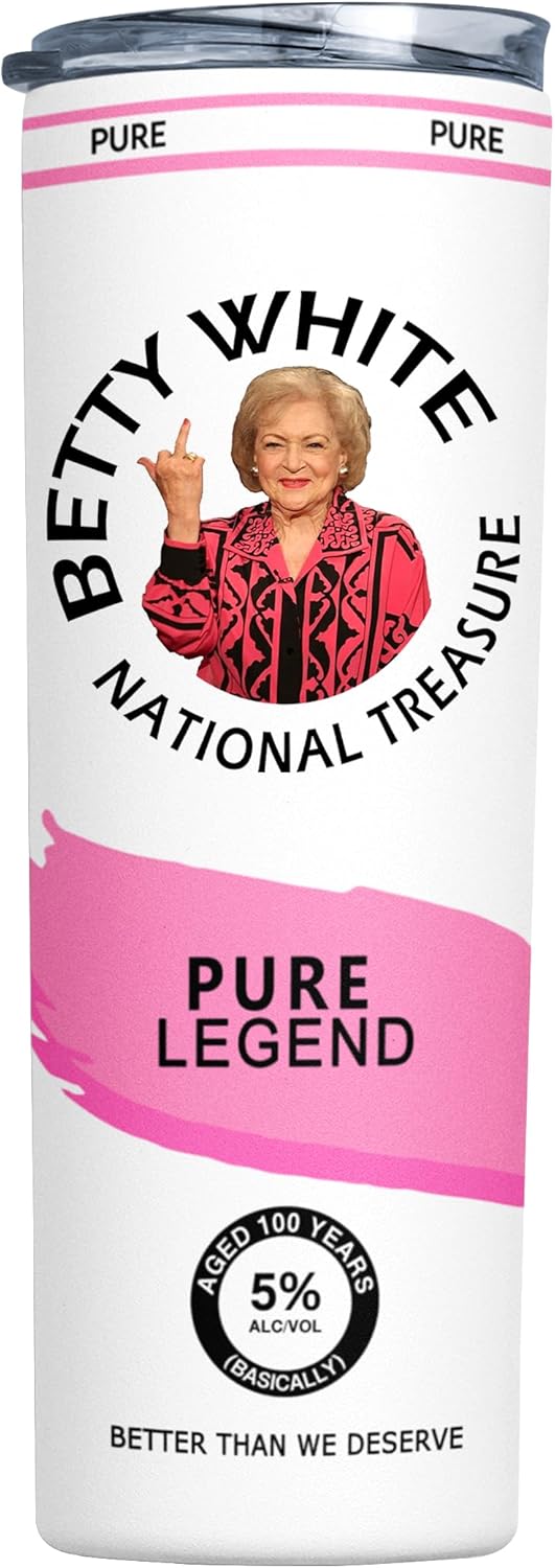 Betty White Hard Seltzer Tumblers, 7 Colors, Flipping the Bird Tumbler, Golden Girls, Betty White Fan Gift, Stainless Steel Insulated Travel Mug with Lid and Straw - 20 Ounces (Green)
