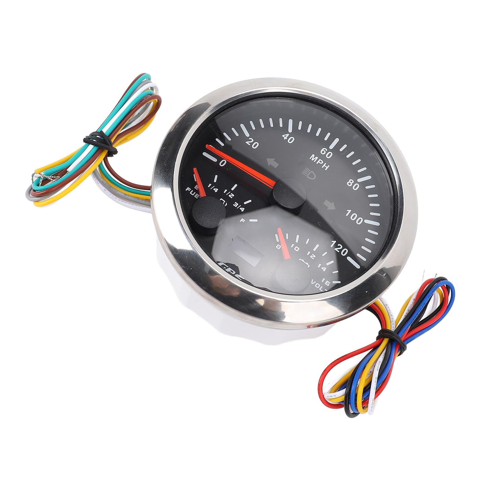 Contachilometri GPS da 85 Mm con Retroilluminazione a 7 Colori per Camion Yacht, Monitoraggio Accurato della velocità e Indicatore del Livello del Carburante (Quadrante nero lunetta argentata