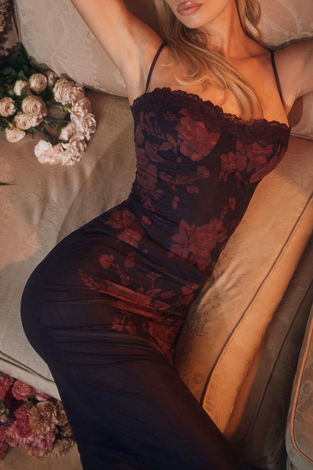 CHYRII Women 2025 Summer Spaghetti Straps Floral Maxi Dress Bodycon Party Wedding Guest Dress - Image 2