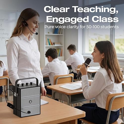 Miniatura 2 de WinBridge S97 60W Bluetooth Speaker Mic– Powerful Wireless Voice Amplifier with Dual Microphones, Portable PA System & Karaoke Machine for Teachers,