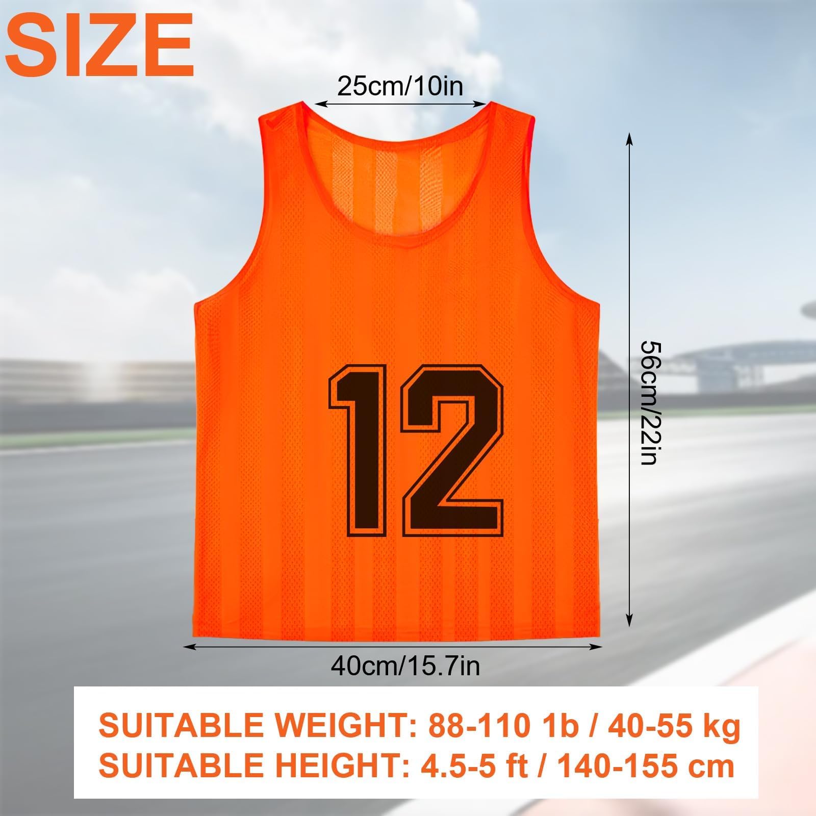 Set di 24 bavaglini numerati da calcio, da allenamento per bambini, con numeri per pallacanestro, pallavolo, hockey, sport scolastici
