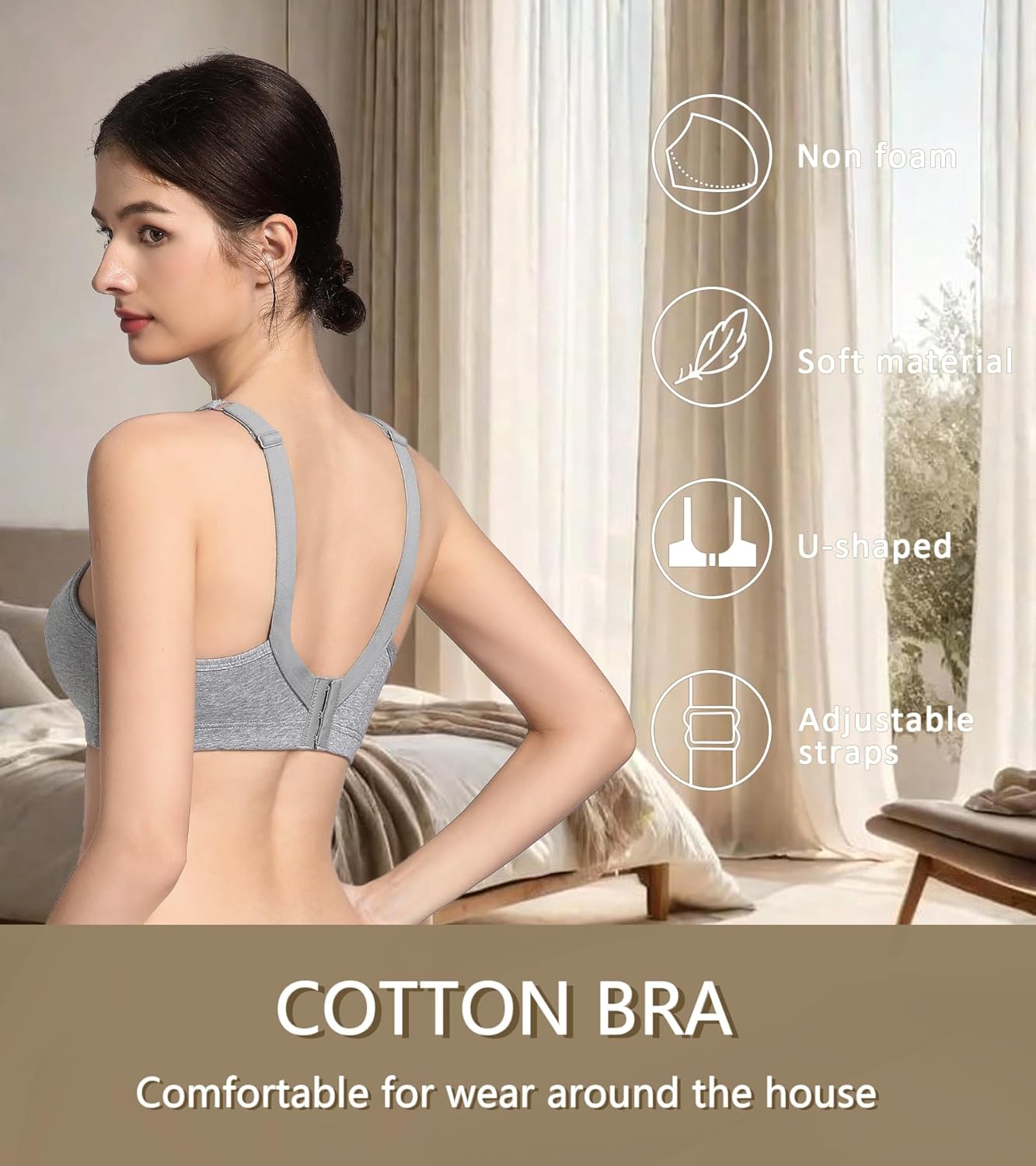 Lemorosy Women's Plus Size Non Padded Cotton Minimizer Wireless Everyday Comfort Bra - Image 3