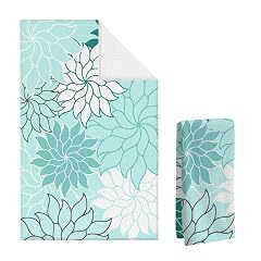 Boho Floral Abstract Waffle Towels Flower Hand Towel for Bathroom Decor 16x24 Inch Neutral Azure Flower Dish Tea