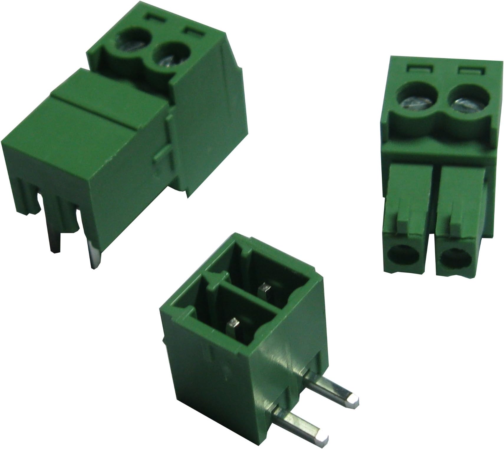 10 Pcs Pitch 3.5mm Angle 2way/pin Screw Terminal Block Connector w/Angle Pin Green Color Pluggable Type Skywalking