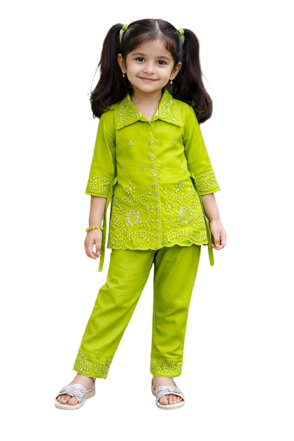 1DF Girls Embellished Kurta Pajama Set, Traditional Ethnic Wear, Sequin Work 2-Piece Embroidered Outfit Set Top & Pants – ... - Review, Price and Buying Guide