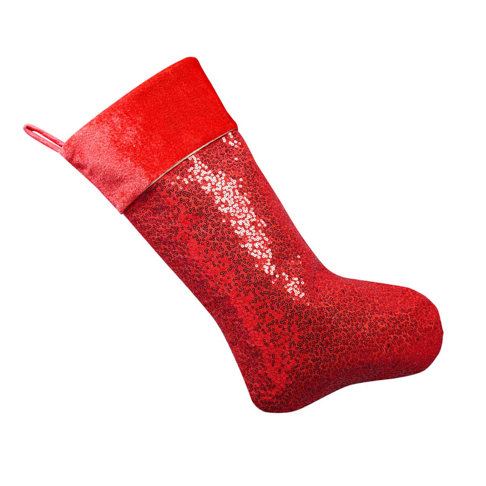 YWLUUOO Fabric Christmas Stocking Colorful Sequins Gifts Bag for Gifting and Decorating Holiday Fireplaces Hangings Festives Stockings