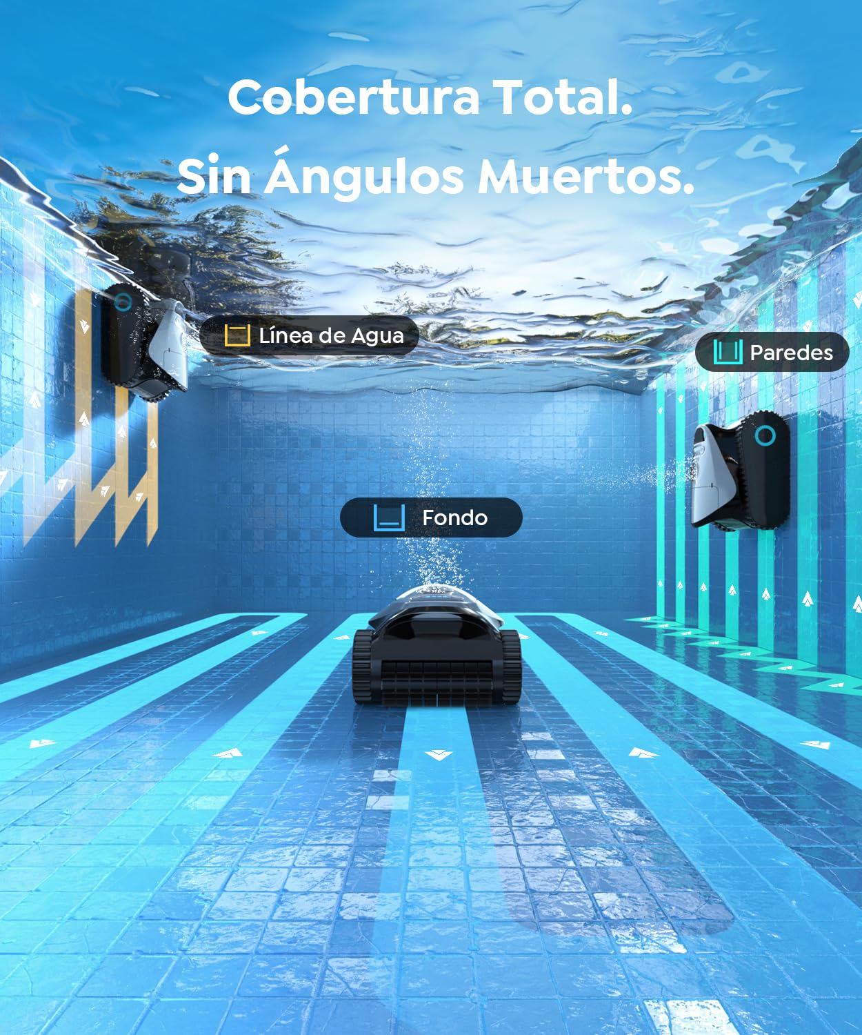 C1 Robot Piscina Limpiafondos y Paredes, Pared y Línea (2026 Nuevo) | Doble filtración, 180 min, 7 modos, App, hasta 150 m², fácil de extraer del agua, para agua dulce y salada