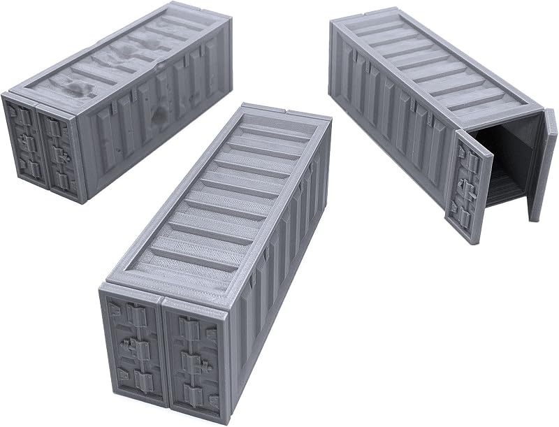 EnderToys Cargo Containers, 3D Printed Tabletop RPG Scenery and Wargame Terrain for 28mm Miniatures