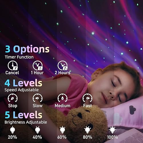 Miniatura 4 de Mycket Proyector de estrellas, luz de proyector de galaxia, lámpara de luz nocturna LED, proyector de luz nocturna con control remoto giratorio de