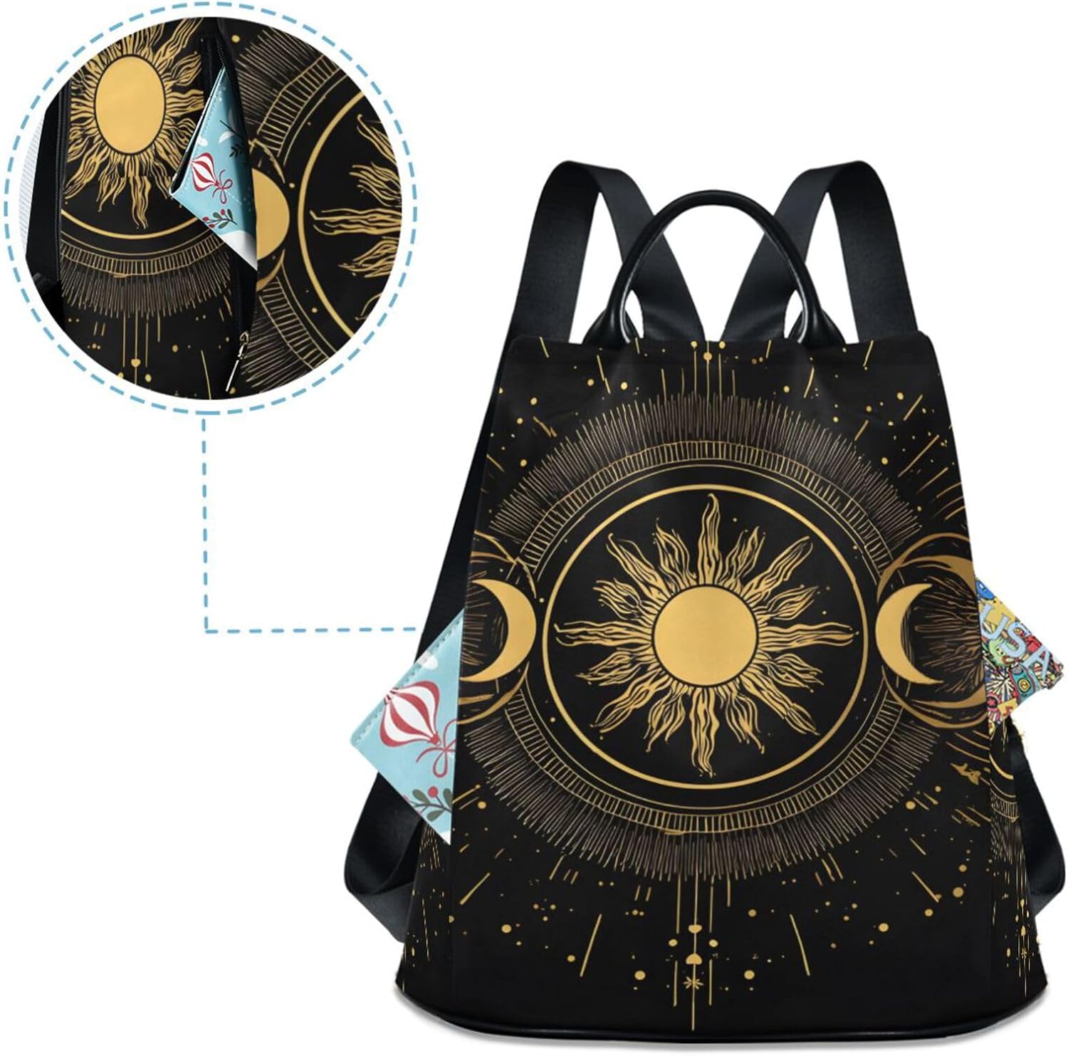 ALAZA Golden Sun and Moon Backpack Purse for Women Anti Theft Fashion Back Pack Shoulder Bag