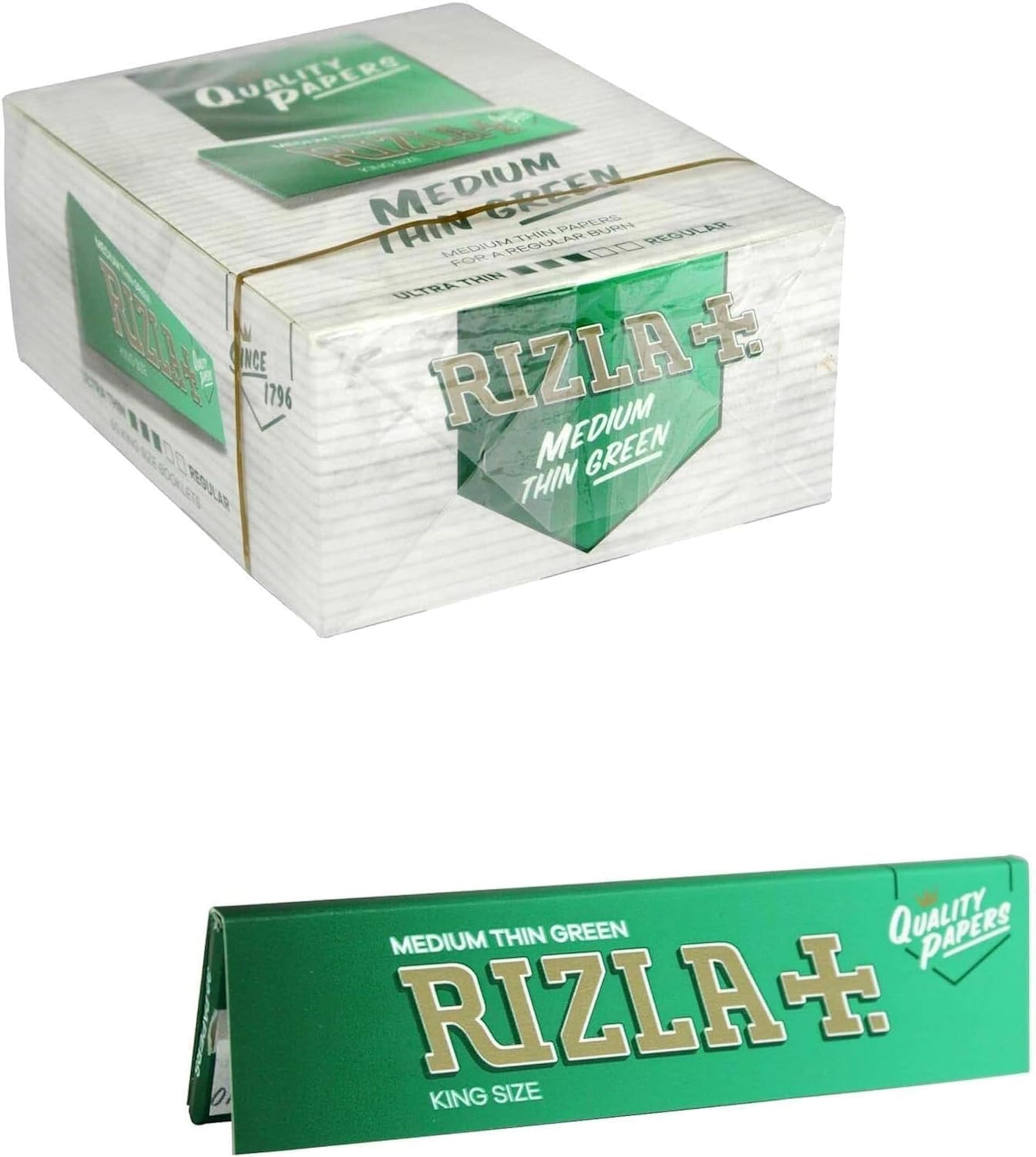 Rizla Zielony papier w rozmiarze King Size – pełne pudełko 50 broszur