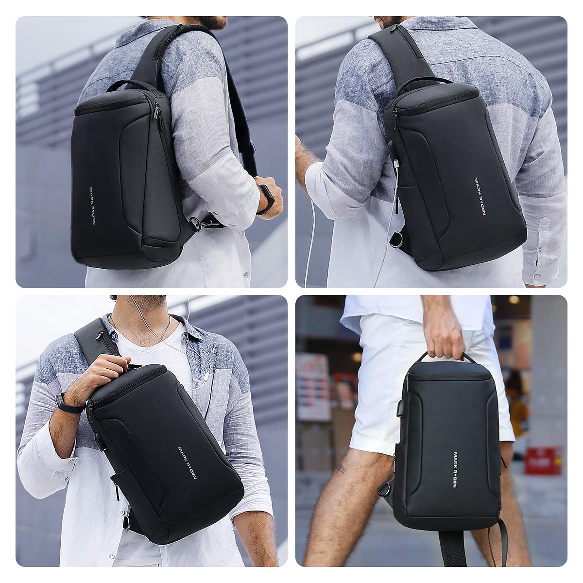 Muzee Bandolera Hombre Impermeable antirrobo para Hombre para iPad de 10,5 Pulgadas