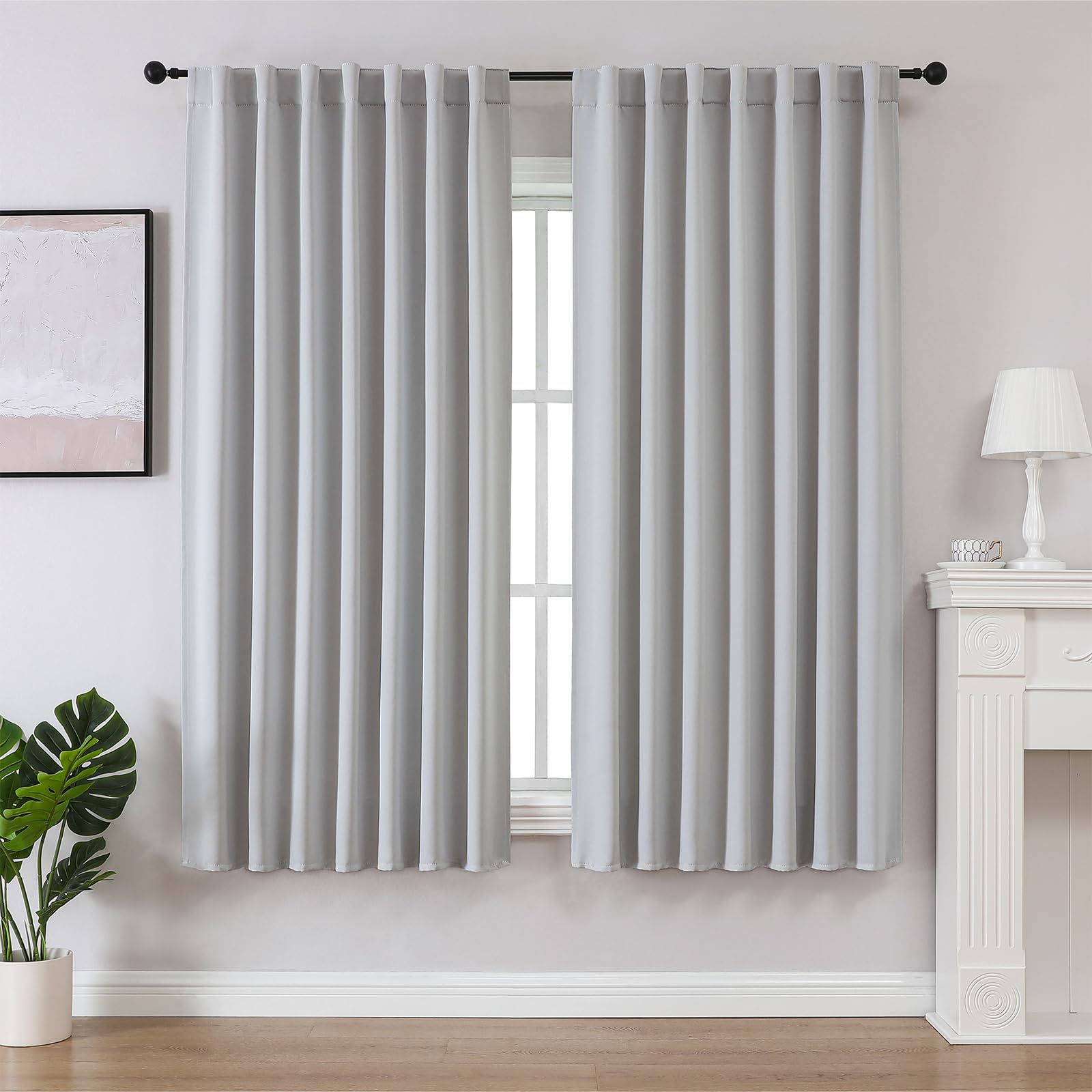 Joydeco Vorhänge mit Verdeckten Schlaufen 2er Set,Verdunkelung Blackout Blickdicht Polyester Vorhang Stangendurchzug Gardinen Schlafzimmer Wohnzimmer Thermo Schalldämmend Curtains Maschinenwaschbar