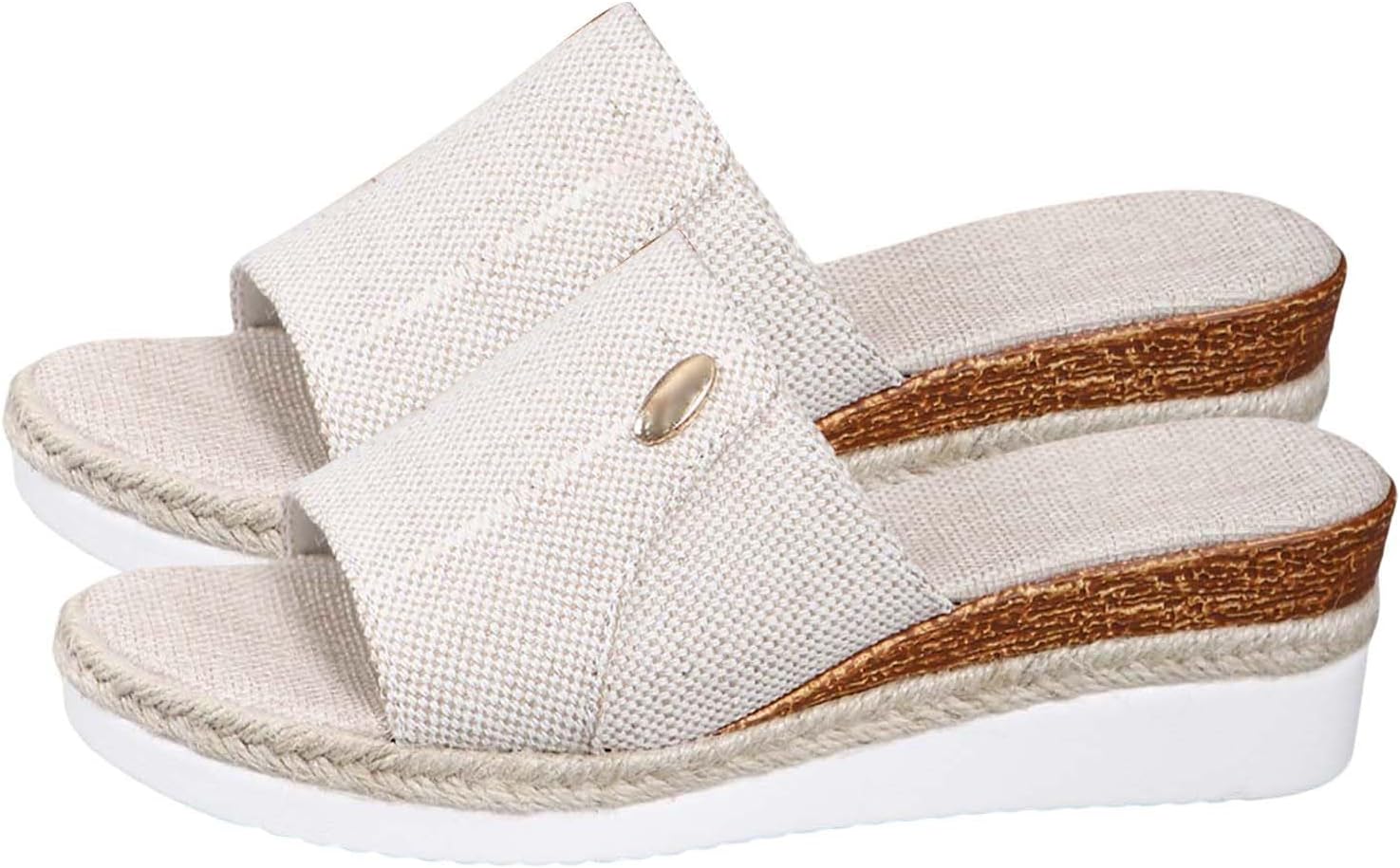Damen Espadrilles Mit Keilabsatz - Leinen Sandalen Mit Plattform Retro Style