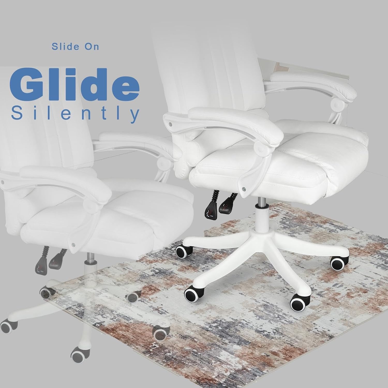 Office Chair Mat for Hardwood Floor, 0.2” Thick Non-Slip Desk Rug, Silent Glide Floor Protector for Rolling Chairs, Easy-Clean Surface, Silent Glide Mat for Tile & Laminate, Desert Canyon Ember